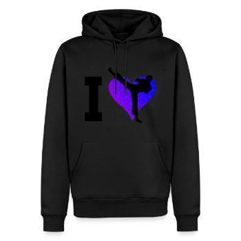 Boxe féminine Kickboxing Boxe masculine - Sweat à capuche Premium bio Homme - noir - Devant - Nico (187cm)