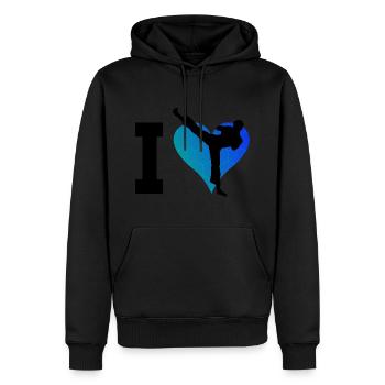 Boxe féminine Kickboxing Kickboxing Kickboxing - Sweat à capuche Premium bio Homme - noir - Devant - Nico (187cm)