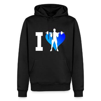 Damen Krafttraining Herren Ausdauertraining - Männer Premium Bio Hoodie - Schwarz - Vorne - Nico (187cm)