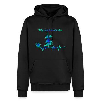 My heart beats like - Männer Premium Bio Hoodie - Schwarz - Vorne - Nico (187cm)