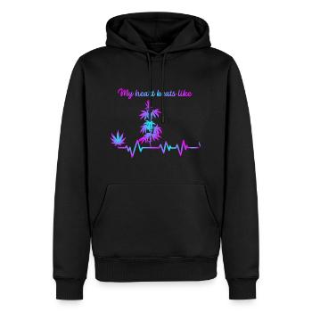 My heart beats like - Männer Premium Bio Hoodie - Schwarz - Vorne - Nico (187cm)