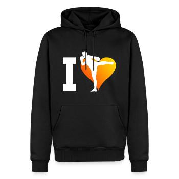 Muay Thai Thaibox Thaiboxer Thaiboxen Damen - Männer Premium Bio Hoodie - Schwarz - Vorne - Nico (187cm)
