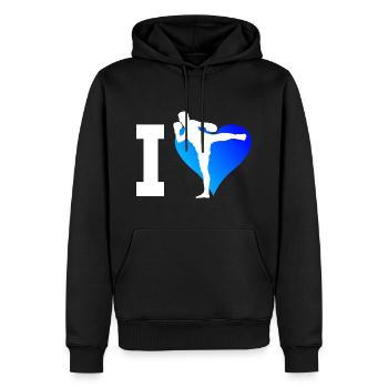 Boxe Thaïlandaise Hommes Thai Box Muay Thai Femmes - Sweat à capuche Premium bio Homme - noir - Devant - Nico (187cm)
