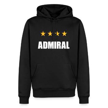 ★ Designfarben änderbar ★ Admiral (Vier Sterne) - Männer Premium Bio Hoodie - Schwarz - Vorne - Nico (187cm)