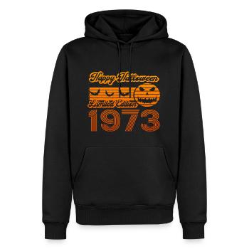 Halloween Citrouille Anniversaire Année de Construction 1973 Millésime - Sweat à capuche Premium bio Homme - noir - Devant - Nico (187cm)
