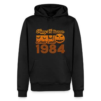 Halloween Pumpkin Birthday 1984 Vintage - Men’s Premium Organic Hoodie - black - Front - Nico (187cm)