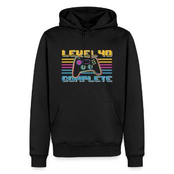 40 Anniversaire Niveau 40 Joueur complet de 40 ans - Sweat à capuche Premium bio Homme - noir - Devant - Nico (187cm)