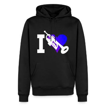 Trompetenspieler Damen Trompeten Spieler - Männer Premium Bio Hoodie - Schwarz - Vorne - Nico (187cm)