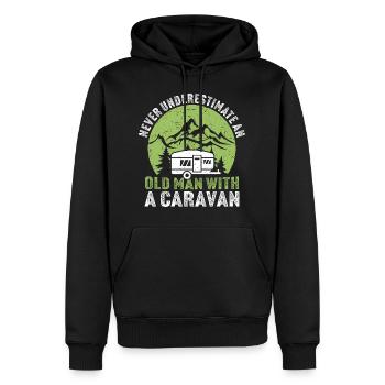 Unterschätze niemals einen alten Mann mit einem Wohnwagen - Männer Premium Bio Hoodie - Schwarz - Vorne - Nico (187cm)