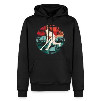 Feldhockey Spieler Vintage Design Hockey Spieler - Männer Premium Bio Hoodie - Schwarz - Vorne - Nico (187cm)
