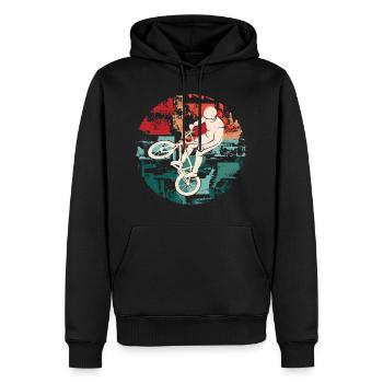 BMX Bike Rider rétro Cycliste BMX - Sweat à capuche Premium bio Homme - noir - Devant - Nico (187cm)