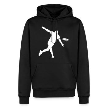 Discgolf Spieler Disc Golf Silhouette Discgolfer - Männer Premium Bio Hoodie - Schwarz - Vorne - Nico (187cm)