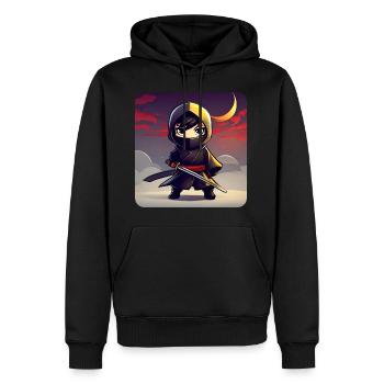 Mignon Anime Ninja - Sweat à capuche Premium bio Homme - noir - Devant - Nico (187cm)