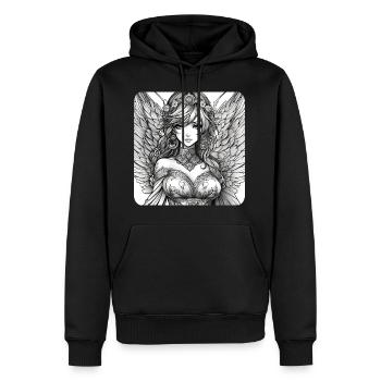 Ange mignon avec des fleurs - Sweat à capuche Premium bio Homme - noir - Devant - Nico (187cm)