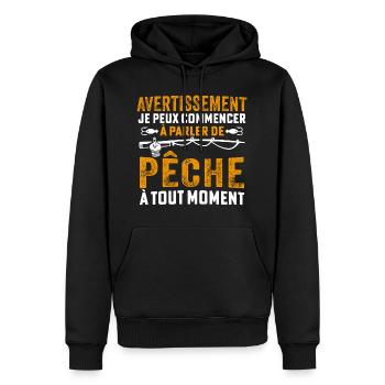 je peux commencer à parler de pêche à tout moment - Sweat à capuche Premium bio Homme - noir - Devant - Nico (187cm)