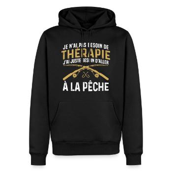 j'ai juste besoin d'aller à la pêche - Sweat à capuche Premium bio Homme - noir - Devant - Nico (187cm)