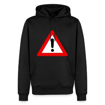 warning sign - Men’s Premium Organic Hoodie - black - Front - Nico (187cm)