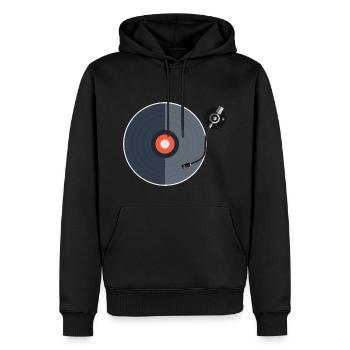 vinyle - Sweat à capuche Premium bio Homme - noir - Devant - Nico (187cm)