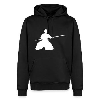 Arts Martiaux Hommes Arts Martiaux Aïkidoka Aïkido - Sweat à capuche Premium bio Homme - noir - Devant - Nico (187cm)
