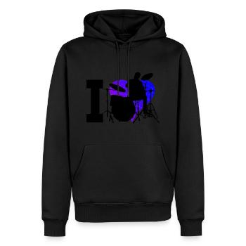 Percussions de batteur féminin - Sweat à capuche Premium bio Homme - noir - Devant - Nico (187cm)