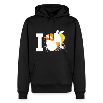 Percussionniste batteur masculin - Sweat à capuche Premium bio Homme - noir - Devant - Nico (187cm)