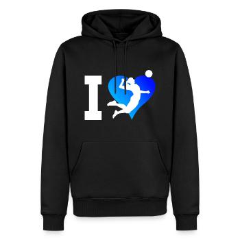 Jeux de volleyball féminin Joueurs de volleyball masculins - Sweat à capuche Premium bio Homme - noir - Devant - Nico (187cm)