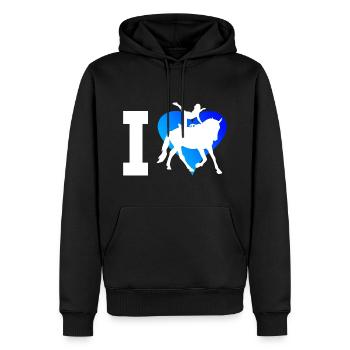 Pferdeperformance Kunstturnen auf dem Pferd - Männer Premium Bio Hoodie - Schwarz - Vorne - Nico (187cm)
