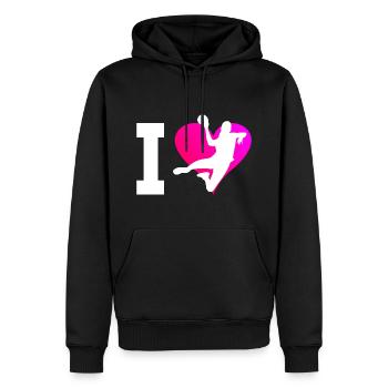 Handball Handball Handball Hommes Handball - Sweat à capuche Premium bio Homme - noir - Devant - Nico (187cm)