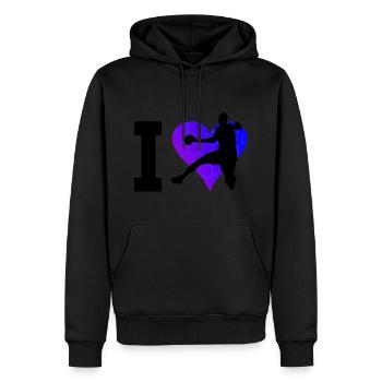 Handball Handball Handball Femmes Hommes - Sweat à capuche Premium bio Homme - noir - Devant - Nico (187cm)