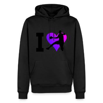 Handball Handballeurs Joueurs de handball Masculins - Sweat à capuche Premium bio Homme - noir - Devant - Nico (187cm)