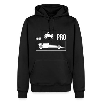 Racerbil Noob Pro - Herre Premium økologisk hoodie - sort - Foran - Nico (187cm)