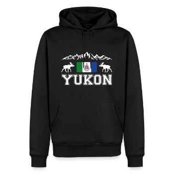 Yukon - Men’s Premium Organic Hoodie - black - Front - Nico (187cm)