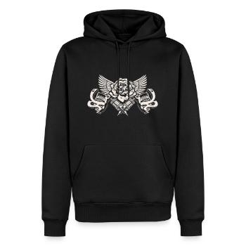 Tattoo machines with rose - Men’s Premium Organic Hoodie - black - Front - Nico (187cm)