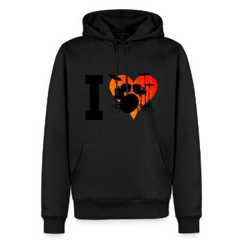 Drumming Drummer Drum Kit Women - Men’s Premium Organic Hoodie - black - Front - Nico (187cm)