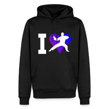 Kungfu Hommes Kung Fu Femmes Arts Martiaux Wushu - Sweat à capuche Premium bio Homme - noir - Devant - Nico (187cm)
