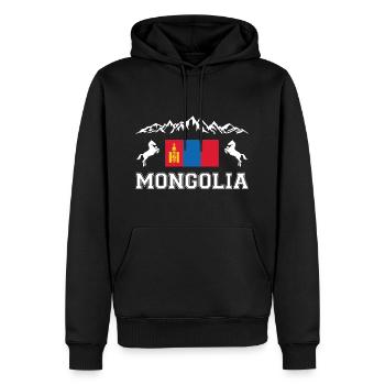 Mongolia - Men’s Premium Organic Hoodie - black - Front - Nico (187cm)