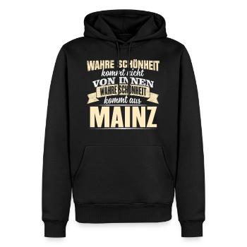 MAINZ - Schönheit - Männer Premium Bio Hoodie - Schwarz - Vorne - Nico (187cm)