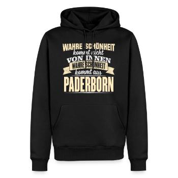 PADERBORN - Schönheit - Männer Premium Bio Hoodie - Schwarz - Vorne - Nico (187cm)