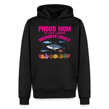 Fière Maman Microbiologie Biologie Biologiste Mer - Sweat à capuche Premium bio Homme - noir - Devant - Nico (187cm)