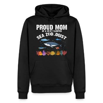 Fière Maman Océan Zooologiste Zooologie Mer - Sweat à capuche Premium bio Homme - noir - Devant - Nico (187cm)