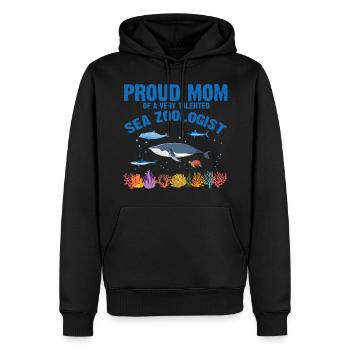 Fière Maman Océan Zooologiste Zooologie Mer - Sweat à capuche Premium bio Homme - noir - Devant - Nico (187cm)