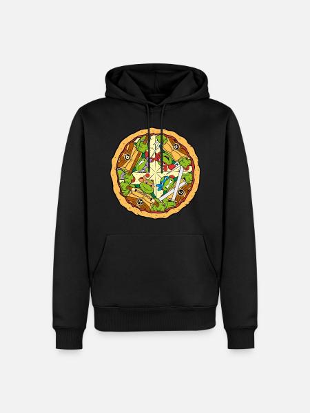 Les Tortues Ninja Pizza - Sweat à capuche Premium bio Homme - noir
