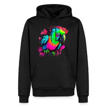 Perroquet dans le style graffiti - Sweat à capuche Premium bio Homme - noir - Devant - Nico (187cm)