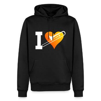 Posaunistin Herren Tenorposaune Blaskapelle - Männer Premium Bio Hoodie - Schwarz - Vorne - Nico (187cm)