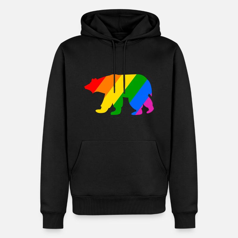 Regenbogen Eisbär - Männer Premium Bio Hoodie - Schwarz
