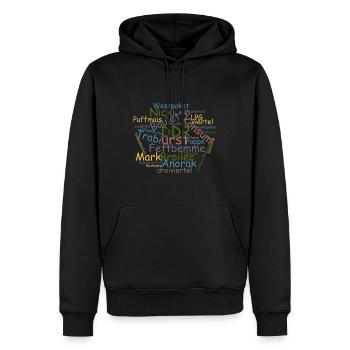 DDR Ostalgie Wörtersammlung - Männer Premium Bio Hoodie - Schwarz - Vorne - Nico (187cm)