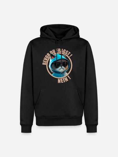 Bevor du fragst nein Katze - Männer Premium Bio Hoodie - Schwarz