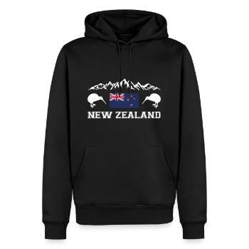 Nouvelle-Zélande - Sweat à capuche Premium bio Homme - noir - Devant - Nico (187cm)