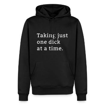 One Dick at a time lustiges Geschenk - Männer Premium Bio Hoodie - Schwarz - Vorne - Nico (187cm)
