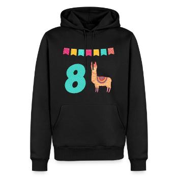 Drôle lama Alpaga 8ème anniversaire - Sweat à capuche Premium bio Homme - noir - Devant - Nico (187cm)